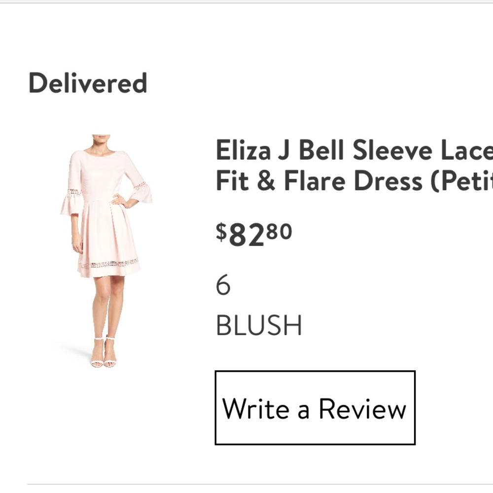 Bell sleeved blush dress Size 6